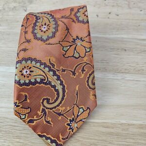 LUCHO Houston Mens Silk Designer Necktie‎ Tie 3.5" Paisley Floral Orange $165